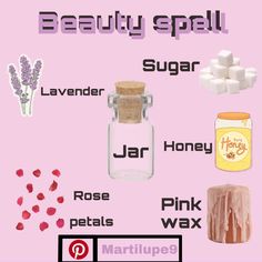 Beauty Spell Candle, Rose Spell Jar, Lavender Spell Jar, Spell Jar For Beauty, Spells With Lavender, Love Spray Witchcraft, Rose Witch Aesthetic, Beauty Jar Spell, Beauty Potions Witchcraft