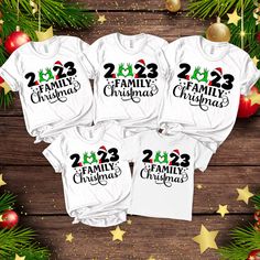 Christmas Family Tshirt Ideas, White Short Sleeve T-shirt For New Year, New Year White Short Sleeve Tops, White Short Sleeve Top For New Year, Festive White T-shirt With Letter Print, Family Christmas Tahirts, Family Christmas Shirt Ideas, Funny Family Christmas Shirts Zazzle, White Crew Neck T-shirt For New Year