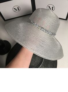 JJ's House Hats Dress Hats Rhinestone Women's Special Occasion Wide Brim Polyester Straw Sun Hats Straw Hats Hats. #JJ's House #Hats #DressHats #Rhinestone #Women's #SpecialOccasion #WideBrim #Polyester #Straw #SunHats #StrawHats #Hats Summer Hats With Rhinestones And Short Brim, Silver Wide Brim Hat For Beach, Adjustable Silver Beach Hat, Silver Summer Hat With Short Brim, Summer Silver Hat With Curved Brim, Silver Curved Brim Hat For Summer, Silver Short Brim Hat For Summer, Silver Short Brim Summer Hat, Silver Wide Brim Hat With Rhinestones