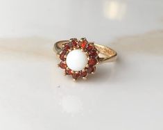 Vintage 9 Carat Gold Garnet and Opal Cluster Ring - Etsy Multi Stone Ring, Multi Stone, Cluster Ring, Stone Rings, Garnet, United Kingdom, Opal, Ships, Ring