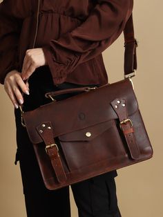 Vintage leather satchel, purse bag with handle, satchel bag, shoulder bag, messenger bag, crossbody bag women's satchel leather, personalised Christmas Gift For Her Experience the pure joy of navigating your day with ease and sophistication using this customized deep brown leather satchel. The leather bag is remarkably small yet roomy, allowing for easy organization of essentials and secure closure with sturdy belt buckles. Celebrate the convenience of not having to search for necessary items. C Vintage Leather Satchel, Vintage Leather Messenger Bag, Leather Gifts For Her, Leather Work Bag, Brown Satchel, Brown Leather Satchel, Crossbody Bag Women, Easy Organization, Pure Joy