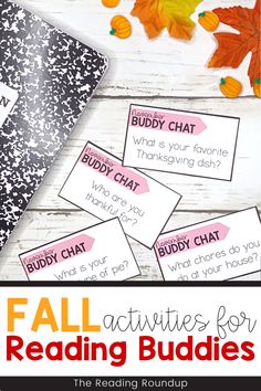 fall activities for reading buddies with text overlay