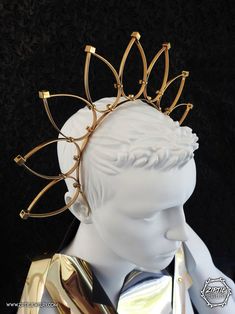 Sun Headband, Gold Halo Crown, Pinup Fashion, Wire Bending, Halo Headpiece, Bubble Gift, Gala Ideas, Festival Headband, Halo Crown