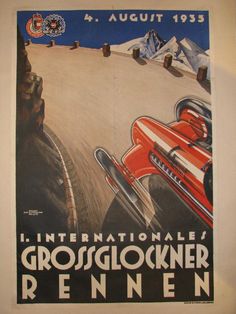 an old poster advertises the international grosglockner rennen race