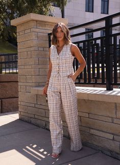 These Boucle Plaid Trousers offer both style and function. The classic plaid pattern gives a timeless touch, while the wide leg and pockets provide comfort and convenience. Elevate your wardrobe with these versatile trousers. Simple and effortless. Fabric 100% polyester Lining 95% polyester, 5% spandex Plaid Trousers, Plaid Vest, Plaid Skirt, Plaid Skirts, New Tops, Plaid Pattern, Neck Designs, Dress Collection, American Girl