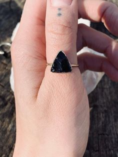 Weird Rings, Raw Obsidian, Raw Stone Rings, Geometric Rings, Black Tourmaline Ring, Obsidian Ring, Obsidian Crystal, Mermaid Ring, Edgy Jewelry