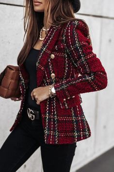 Legging Outfit, Look Formal, Plaid Sweater, Mini Robes, Turndown Collar, Printed Cardigan, Long Sleeve Blazers, Plaid Blazer, Sweater Women