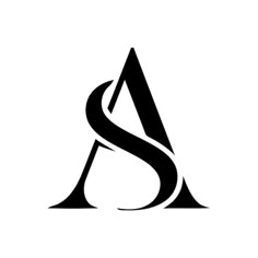 the letter s is made up of black and white lines, with an elegant shape