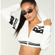 Zip Front. 100% Polyester. Crop Top With Sleeves, T Shirt Knot, Shirt Knot, Cut Tee Shirts, Striped Off Shoulder Top, Tie Up Crop Top, Brown Crop Top, Black Corset Top, Cut Tees