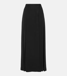 Wrap crêpe maxi skirt in black - Toteme | Mytheresa Elegant Wide Leg Viscose Maxi Skirt, Elegant Maxi Skirt For Workwear, Long Viscose Pleated Skirt, Elegant Long Viscose Skirt, Elegant Maxi Bottoms With Side Slits, Elegant Rayon Maxi Skirt, Formal Pleated Maxi Length Skirt, Evening Maxi Length Pleated Skirt, Elegant Maxi Dress With Relaxed Skirt For Formal Occasions