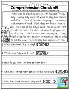 the worksheet for reading and writing in grade 1, which includes an image of a