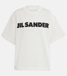 Logo Cotton Jersey T Shirt in White - Jil Sander | Mytheresa Jill Sander, Bold Logo, Womens Designer Fashion, Oversized Tee, Jil Sander, Oversized Tshirt, Sanders, Jersey T Shirt, Cotton Tops