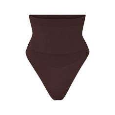 Get ultimate compression with our highest support level in this high-rise shapewear thong that sculpts, smooths, and tones your core and tummy. Wear this silky staple under everything to enhance your natural shape. Features removable adjustable straps. | SKIMS High-Waisted Thong | Deep Neutral | 4XL | Core Control Shapewear Thong, Natural Shapes, Shapewear, Cocoa, Adjustable Straps, Lounge Wear, High Rise, High Waisted, How To Wear