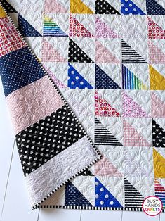 Simplicity Quilt Pattern PDF DOWNLOAD Busy Hands Quilts $12.99 Modern Quilt Patterns Easy, 2 Color Quilts, Grandmas Quilt, Charm Pack Baby Quilt, Half Square Triangle Quilts Pattern, Charm Pack Quilt Patterns, Triangle Quilt Pattern, Strip Piecing, Charm Pack Quilt