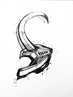 a black and white drawing of the letter s with an abstract design on it's side