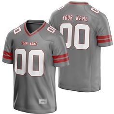 Custom Football Jersey Gray Brown Jersey One Football Uniform, All Letters, Soccer Uniforms, Contact Page, Flag Football, Custom Football, Name Logo, Football Jersey, Team Names