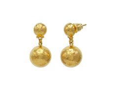 GURHAN, GURHAN Spell Gold Drop Earrings, 13mm Ball with Post Top, with No Stone Luxury Hammered Round Earrings, Luxury Round Hammered Earrings, Crawlers Earrings, The Spell, Handmade Fine Jewelry, Sterling Silver Rings Bands, Gold Ring Stack, Stone Gold, Silver Band Ring