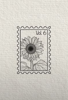 a stamp with a sunflower on it and the words vol 6 written in black ink