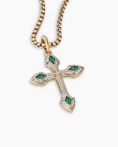 Emerald Cross, Gothic Cross, Gothic Crosses, Religious Symbols, The Gothic, Diamond Cross, Amulets, Cross Designs, Gold Jewelry Fashion