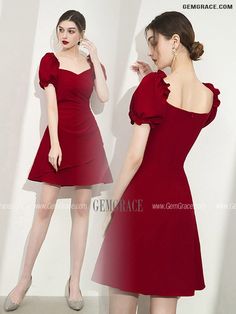 10% off now|Free shipping world-wide. Burgundy Bubble Sleeved Aline Short Party Dress For Semi Formal at GemGrace. Click to learn our pro custom-made service for wedding dress, formal dress. View #HomecomingDresses for more ideas. Red Puff Sleeve Knee-length Party Dress, Elegant Solid Puff Sleeve Dress For Party, Elegant Red Knee-length Puff Sleeve Dress, Fitted Puff Sleeve Dress For Banquet, Elegant Puff Sleeve Mini Dress For Banquet, Fitted Mini Length Puff Sleeve Dress For Prom, Elegant Red Puff Sleeve Dress For Party, Evening A-line Puff Sleeve Dress, Elegant Puff Sleeve Dress With Square Neck For Prom