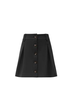 The short James Lakeland Skirt is a fresh new design.  Made in a hefty yet stretchy jersey fabrication, allowing great comfort. Buttoning down with faux horn buttons, this mini shirt can be belted at the waist. Featuring pin tuck pleats at the front and tailoring throughout, offering a great fit. Perfectly pair with the Two button blazer for the ideal ensemble.      Made in Italy Fabric  65% Viscose, 30% Polyamide, 5% Elastane, Lining 100% Polyester Machine Wash 30°C, Permanent Press, Iron at Low Temp, Dry Clean any solvent except trichloroethylene, Do Not Tumble Dry. A Line Skirt Short, Button Skirt, Pearl Jewellery Earrings, Blazer Buttons, Pin Tucks, Black Button, Independent Designers Fashion, Jacket Sale, Fashion Face