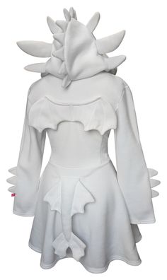 With this cute fleece hooded dress you can cosplay a white dragon! The dress is made with soft fleece and is super comfy! Perfect to wear at home, with friends or as a comfy cosplay to a convention! This dress is so cute :) It is also super awesome to wear to a fantasy themed wedding. I also have a black version listed, then you can be a dragon couple! The hood is lined with an extra layer of fleece to make it extra snuggly! The hood features cute 'ears' and spikes! The dress also has little win White Long Sleeve Cosplay Dresses, White Long Sleeve Dress For Cosplay, Long Sleeve White Dresses For Cosplay, White Winter Cosplay Costume, White Long Sleeve Cosplay Costume, White Long Sleeve Costume For Cosplay, White Fitted Costumes For Winter, White Long Sleeve Costume For Party, White Long Sleeve Halloween Dress