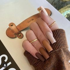 Beautiful Brown nails art by @WomenNailsdesigns #youtube #youtubeshorts #ytshorts Unghie Sfumate, Brown Nails Design, Simple Acrylic Nails, Long Acrylic Nails Coffin, Acrylic Nails Coffin Short