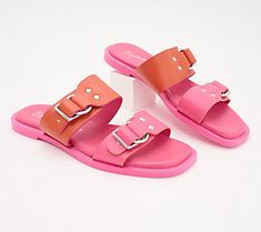 Buckle up! It's gonna be a fun summer with these slide sandals as your fashion foundation. The double-strap design boasts bold buckles and plenty of padding to keep you poised for carefree comfort. From Seychelles. Trendy Footbed Sandals With Buckle Closure For Spring, Spring Slides With Double Strap And Buckle Closure, Trendy Slides With Buckle Closure For Spring, Trendy Slides With Buckle Closure For Vacation, Spring Slide Sandals With Buckle Closure, Pink Slides With Buckle Closure For Vacation, Spring Buckle Closure Slide Sandals, Summer Slide Footbed Sandals With Buckle, Summer Slide Sandals With Buckle Closure