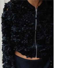 New With Tag Zara S/S 2024 Collection Round Neck Long Sleeve Jacket. Flower-Shaped Textured Fabric Detail. Front Metal Zip Closure. Black 6318/029 Outer Shell 100% Polyester Clothing Care Quide Machine Wash Max. 30c/86f Delicate Cycle Do Not Use Bleach / Whitener Do Not Iron Do Not Dry Clean Do Not Tumble Dry Trendy Cropped Jacket For Spring Party, Casual Cropped Jacket For Spring Party, Casual Spring Cropped Jacket For Party, Fall Evening Outerwear With Zipper Closure, Long Sleeve Evening Outerwear With Zipper Closure, Black Cropped Jacket For Evening, Black Cropped Jacket For Party With Long Sleeves, Zara Fall Party Outerwear, Chic Black Outerwear For Party