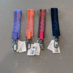 Questions? Leave A Comment Below! Lululemon Keychain, Lululemon Never Lost Keychain, Never Lost Keychain, Leave A Comment, Christmas Ideas, Pink Purple, Lululemon Athletica, Wallets, Bag Lady