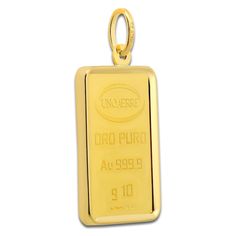 A stunning 10 gram ingot of pure 24K gold is framed within a lustrous 18K yellow gold frame in this powerful necklace charm. 24K Yellow Gold and 18K Yellow Gold Luxury Gold Rectangular Necklace, Gold Rectangular Pendant Jewelry For Formal Occasions, Classic Gold Jewelry With Rectangular Pendant, Gold Rectangular Pendant Jewelry For Anniversary, Gold Square Pendant Jewelry With Polished Finish, Gold Jewelry With Polished Square Pendant, Gold Necklace With Rectangular Pendant Polished Finish, Gold Rectangular Hallmarked Necklace, Gold High Luster Pendant Jewelry