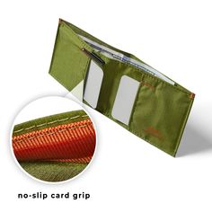 Carry all your essentials in an impossibly slim wallet. This high-quality nylon front pocket wallet is handcrafted in the U.S.A and can hold ten or more credit cards, cash and receipts. Functional Green Rectangular Wallet, Functional Trifold Wallet With Interior Card Slots, Functional Trifold Wallet For Travel, Functional Rectangular Trifold Wallet For Travel, Functional Rectangular Trifold Travel Wallet, Green Rfid Blocking Trifold Wallet For Travel, Practical Rfid Blocking Wallets For Everyday Use, Practical Rfid Blocking Wallet For Everyday Use, Functional Trifold Wallet For Everyday Use