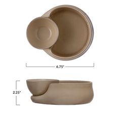 two bowls and one bowl are shown with the measurements for each item in this image