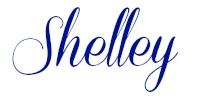 the word sheley written in blue ink