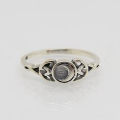 Sterling Silver Celtic Moon Ring....Marked 925...Total of weights 1.3grams... Size 4...Measure of Face 5.5MM...It's in very good condition. Crescent Moonstone Ring In Sterling Silver, Spiritual Silver Crescent Rings, Sterling Silver Rings With Moon Phase For Anniversary, Silver Moon Shaped Symbolic Ring, Symbolic Silver Moon-shaped Ring, Silver Moon-shaped Symbolic Ring, Adjustable Crescent Nickel-free Rings, Sterling Silver Crescent Celestial Ring, Sterling Silver Crescent Ring For Anniversary