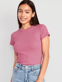 Saw this on Old Navy: Calm Summer, Gender Fluid Fashion, Crop T Shirt, Cropped T Shirt, Old Navy Women, Flowy Skirt, Cropped Style, Knit Crop, T Shirt For Women