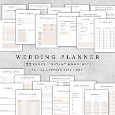 the wedding planner is shown in white and has many pages to fill out for each page