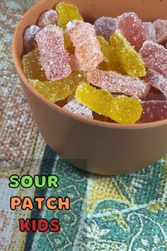 #sourpatchkids are a #fruity #gummycandy with a #sourcoating.  I made #watermelen , #orange and #lemon. Diy Sour Gummy Worms, Diy Sour Gummies, Homemade Sour Candy Recipes, Homemade Sour Patch Kids, Homemade Sour Candy, Natural Candy Recipes, Sour Gummy Recipe, Homemade Gushers, Homemade Skittles