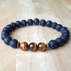 5A Tiger's Eye Lava Bracelet Healing Stone Bracelet - Etsy Adjustable Lava Stone Bracelet For Meditation, Adjustable Lava Stone Stretch Bracelet For Meditation, Casual Stretch Bracelet With 8mm Lava Stone Beads, Healing Stone Bracelet, Good Luck Bracelet, Meditation Bracelet, Lava Bracelet, Lava Beads, Yoga Bracelet