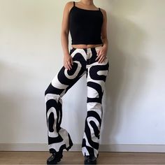 Nwt Motel Rocks Black And White Abstract Pattern Low Rise Straight Leg Pants 95% Cotton, 5% Elastane Brand New With Tags Never Worn Models Measurements: Bust 34c Waist 26 In Hips 38 In Height 5'2" Im Open To Offers:) Patterned Dress Pants, Sing Song, Black And White Pants, Motel Rocks, Fit Ideas, Songs To Sing, Black And White Abstract, White Paint, Birthday Quotes