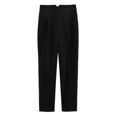 Zara High-Waisted Pants Beautiful Sleek Trousers With Belt Loops, Classic High Waist Black Bottoms, Classic Straight Pants For Night Out, Zara Tailored High-waisted Pants, Tailored High Waist Pantsuit With Pockets, Chic High-waist Fall Pantsuit, Chic High Waist Pantsuit For Fall, Classic High Waist Wide Leg Pants For Night Out, Chic Fall Pantsuit With Tapered Leg