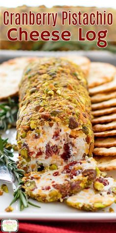 Easy Cranberry Pistachio Cheese Log Christmas Cheese Log Recipes, Festive Holiday Antipasto Cream Cheese Log, Christmas Cheese Log, Cheeseball Recipes Easy, Christmas Cheese Ball Recipes, Cranberry Pistachio Cheese Log, Cheese Ball Appetizers, December Treats, Cranberry Pistachio Bark