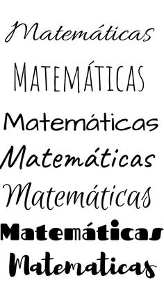 some type of font that is black and white with the words, matematicas