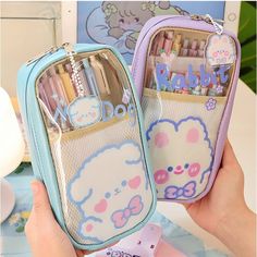 PRICES MAY VARY. Material:Water proof pvc transparent material and canvas. Our cute pouch is durable and lightweight. Dimension(L*W*H):21cm/8.3 inch * 4cm/1.6 inch*13cm/5.1 inch Kawaii Anime Pattern: Our pencil pouch has kawaii bunny, bear, puppy pattern, aesthetic fairy color and a kawaii bear/bunny/bear pendant for free! Large Pencil Pouch: Our aesthetic pouch can hold over 60 pens! It has 5 layer bag for all your stationary including pens highlighters memo pad sticker calculator and so on. It Pencil Case Aesthetic, Japanese School Supplies, Kawaii Pencil Case, Cute Pencil Pouches, Kawaii Pencil, School Pouch, Pencil Cases For Girls, Large Pencil Case, Chat Kawaii