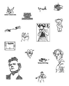 some stickers that have been drawn on the back of a sheet of white paper