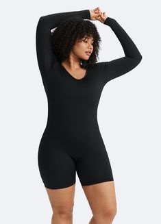 Make a statement with our U-Back Long Sleeve Bodysuit, combining elegance with comfort. The open back adds a polished touch, with the soft, stretchy fabric designed for day-to-night comfort. Stretch V-neck Bodysuit For Workout, V-neck Stretch Bodysuit For Workout, Sleek Stretch Bodysuit For Loungewear, Compressive Elastane Bodysuit For Loungewear, Elastane V-neck Bodysuit For Loungewear, V-neck Elastane Bodysuit For Loungewear, Yoga Poses For Digestion, Yoga Poses Names, Neck Yoga