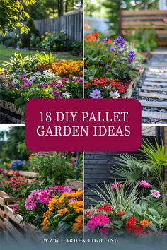 a collage of pictures of a garden with flowers and plants