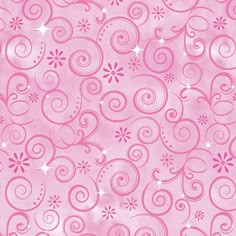 a pink background with swirls and stars