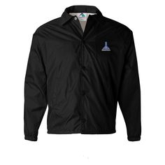 Augusta Sportswear Coach's Jacket Sportswear Windbreaker With Pockets For Gym, Fitted Casual Sport Coat For Streetwear, Casual Fitted Sport Coat For Streetwear, Athleisure Long Sleeve Varsity Jacket For Sports, Black Fitted Windbreaker For Sports, Fitted Black Windbreaker For Sports, Sporty Fitted Windbreaker For Outdoor Activities, Fitted Casual Winter Windbreaker, Fitted Sportswear Windbreaker For Sports