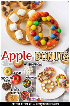 the cover of an apple doughnuts magazine with different types of candy and marshmallows